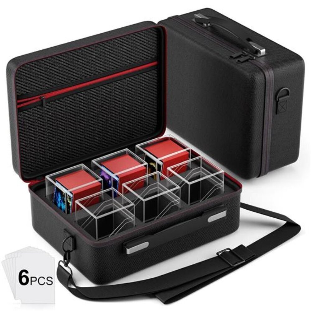 Trading Card Storage 6 Pack Deck Box with Portable Case